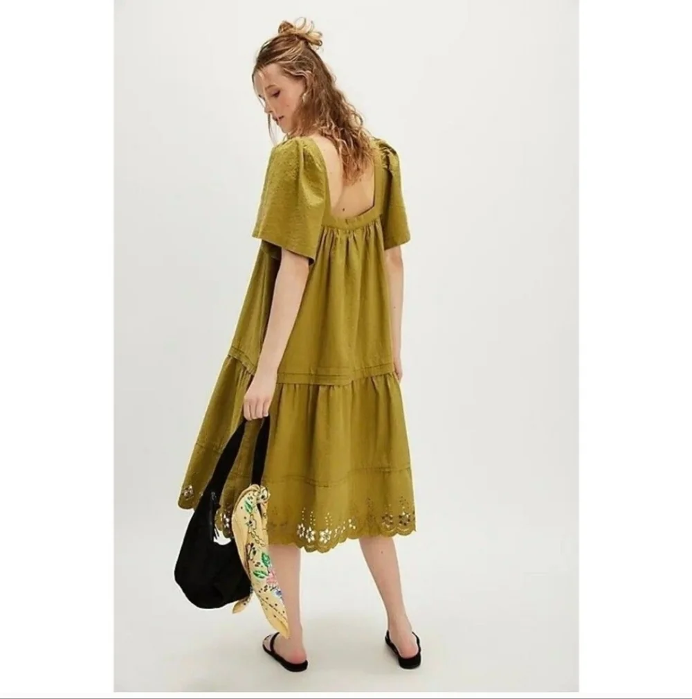 NWT Free People Baldwin Midi Dress Lace Tiered Eyelet Embroidered Cutout Tunic